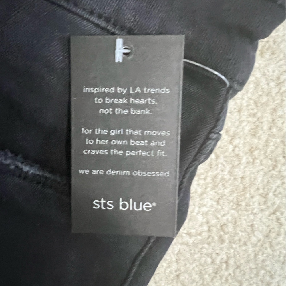 New NWT STS BLUE jeans black distressed 30 Ellie ankle skinny high rise - Picture 6 of 11